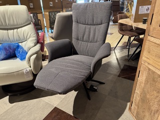 Relaxfauteuil, grijs stof, elektrisch verstelbaar